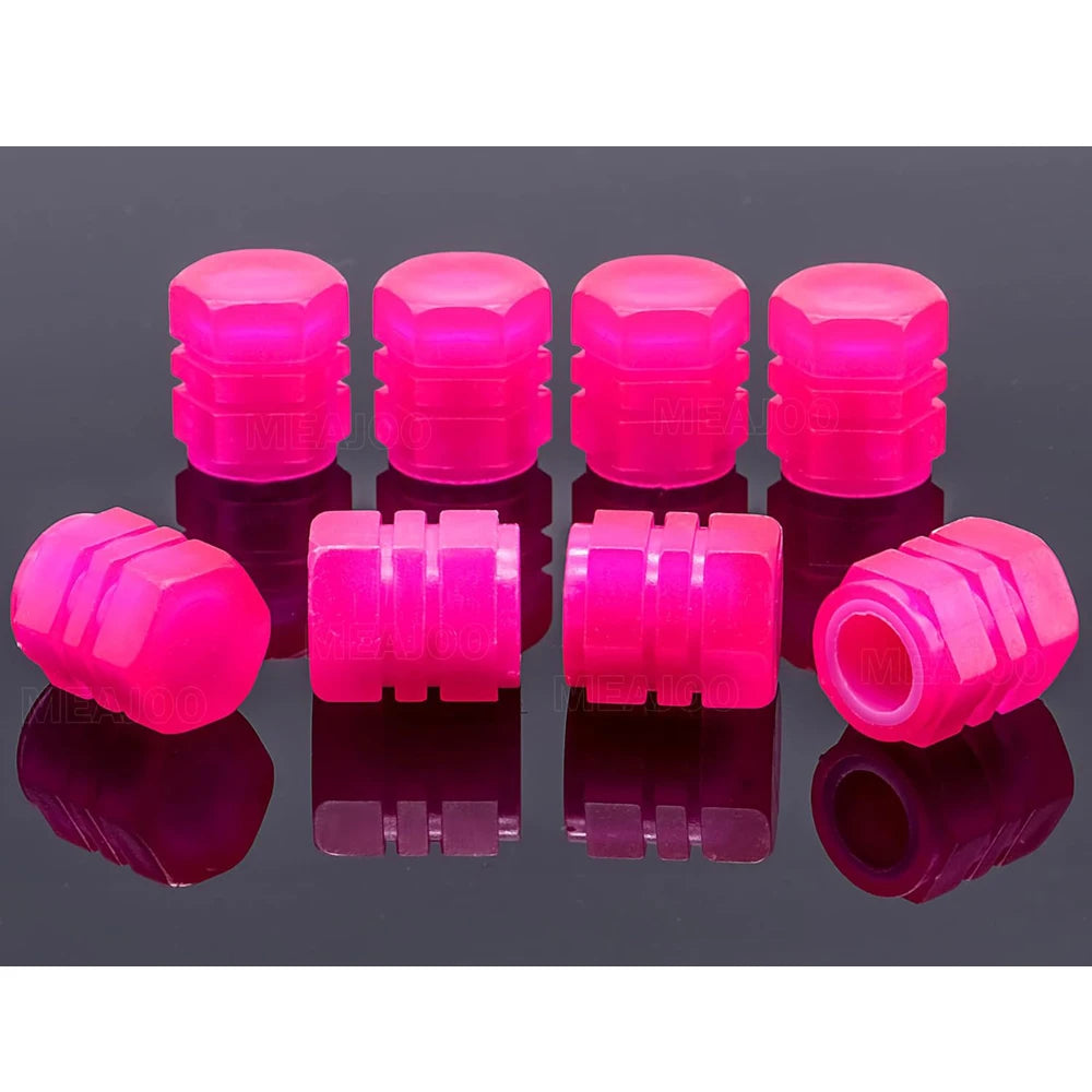8PCS Fluorescent Tire Valve Stem Caps, Luminous Car Tire Air Cap, Corrosion Resistant Leak-Proof Wheel Valve Cover Oasis Select Pink-8Pcs
