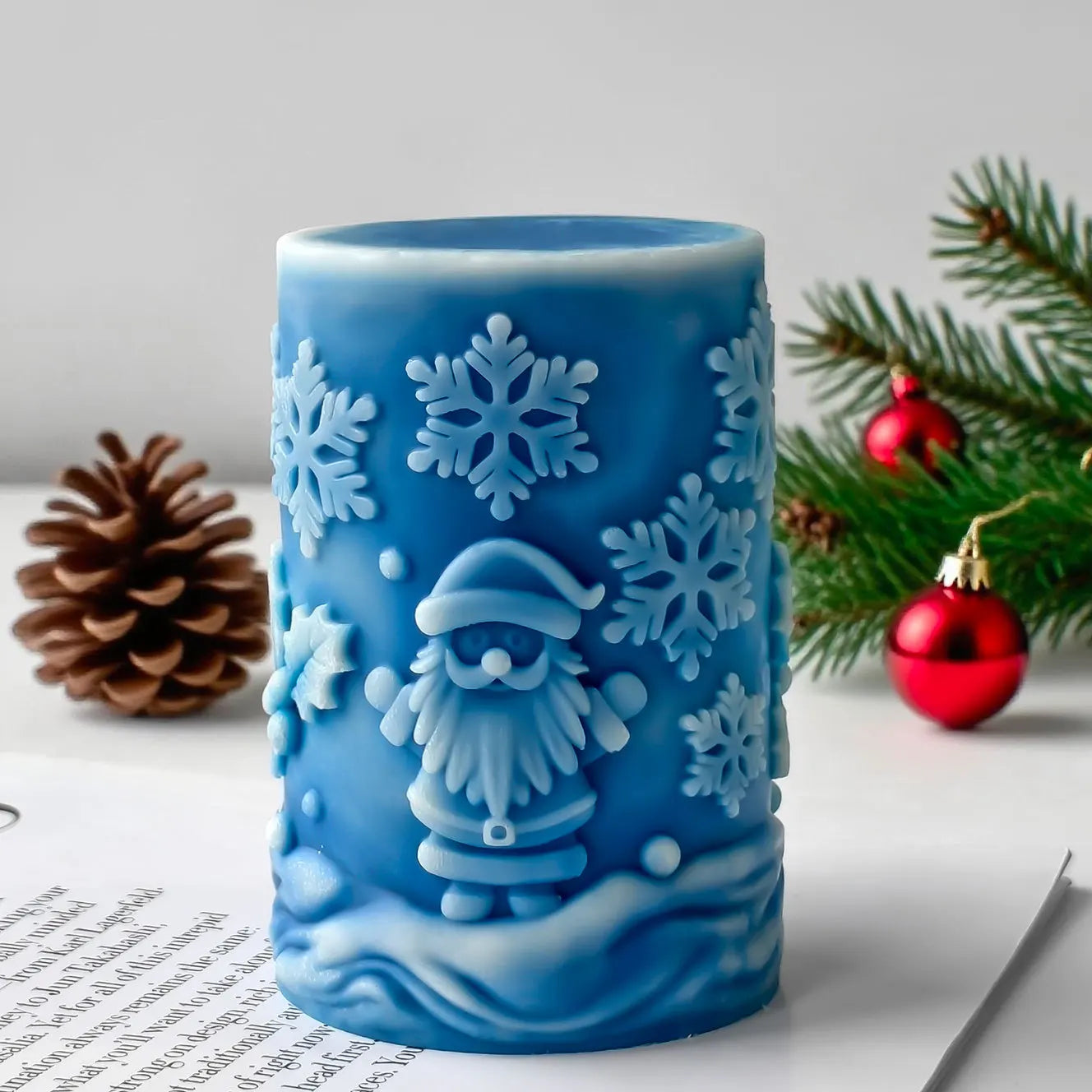 3D Relief Cylinder Christmas Snowflake Elk Silicone Candle Mold Christmas Tree Santa Aroma Plaster Mold Candle Making Supplies Oasis Select