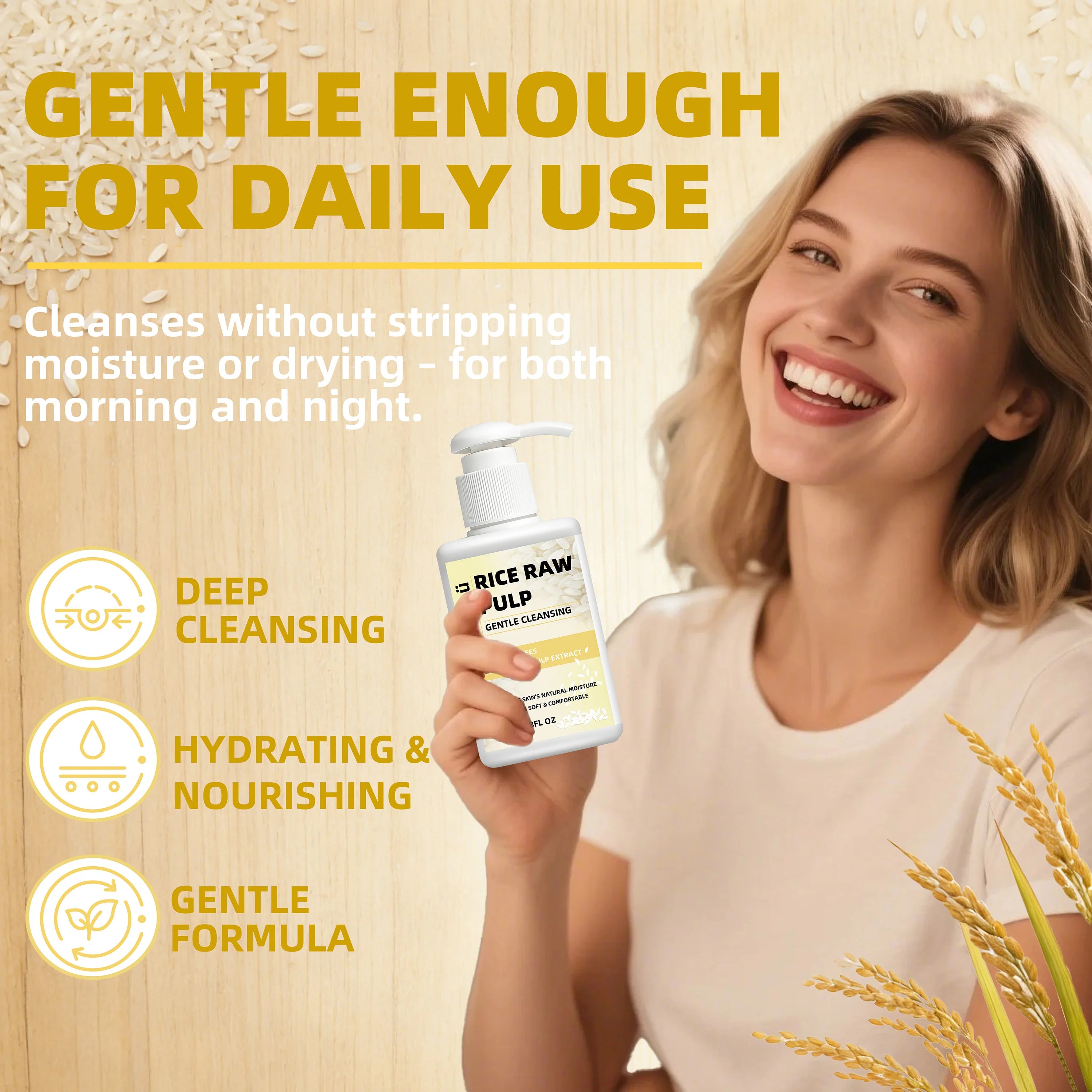 Aurnü Rice Raw Pulp Gentle Facial Cleanser – All Skin Types Facial Cleanser Oasis Select