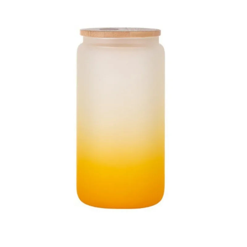 1pcs Gradient Glass Cup with Lid Juice Glass Beer Can Milk Mocha Cup Transparent Bubble Tea Cup High Borosilicate Glass Oasis Select