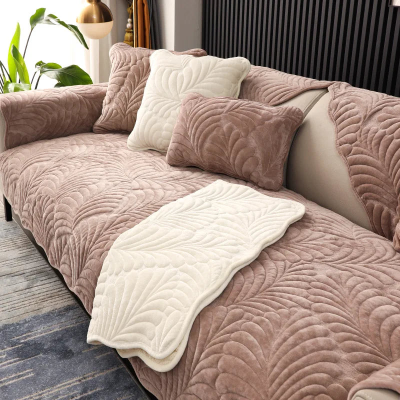Nordic simple sofa cushion winter Dutch short plush cushion cushion cover non slip thickened sofa cover cover sofa Oasis Select
