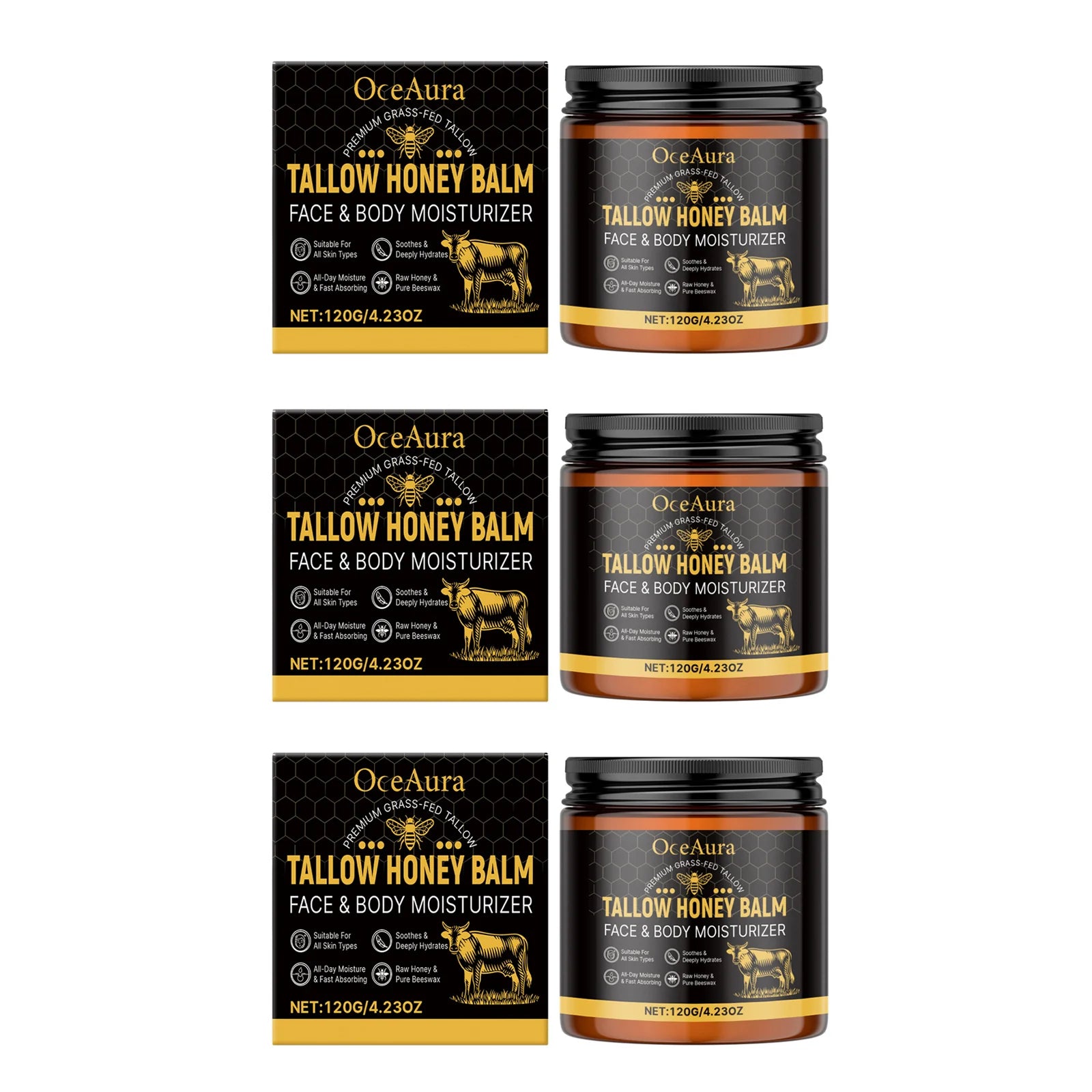 Tallow Honey Balm – Hydrating Brightening Firming Body Cream Body Moisturising Balm Oasis Select 360g boxed
