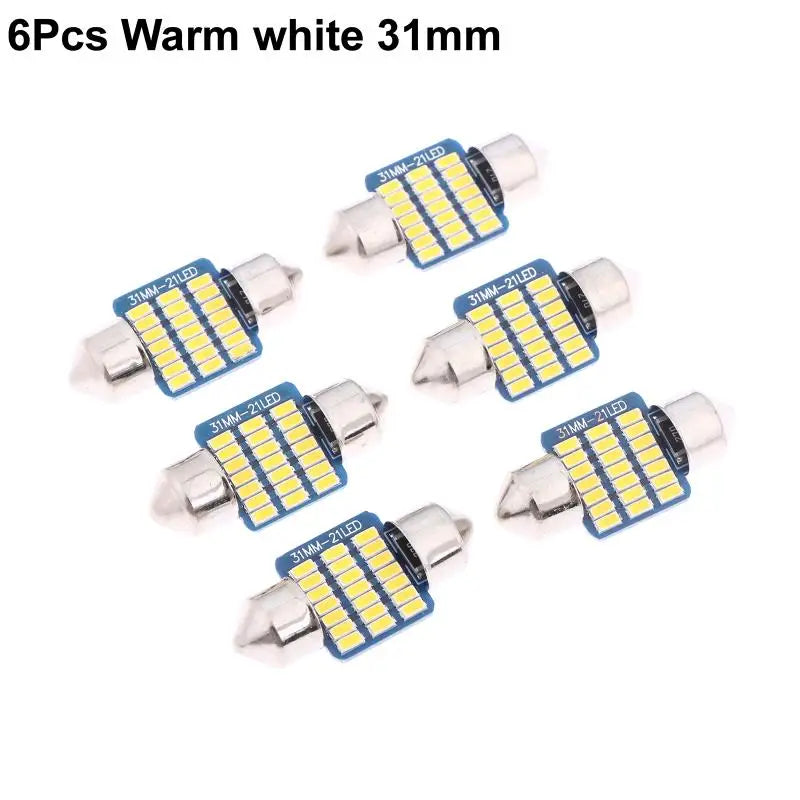 6PCS C5W LED Bulbs Canbus Festoon LED For Car Interior Dome Trunk License Plate Lights 12V 300LM 6500K White Oasis Select C1