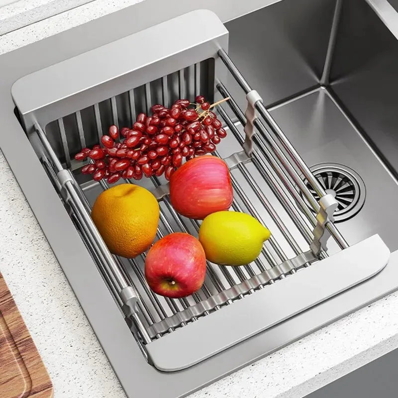 Kitchen Sink Drain Rack Dish Drain Rack Kitchen Basket Folding Drain Rack Stainless Steel Kitchen Sink Kitchen Washing Dishes Oasis Select Default Title