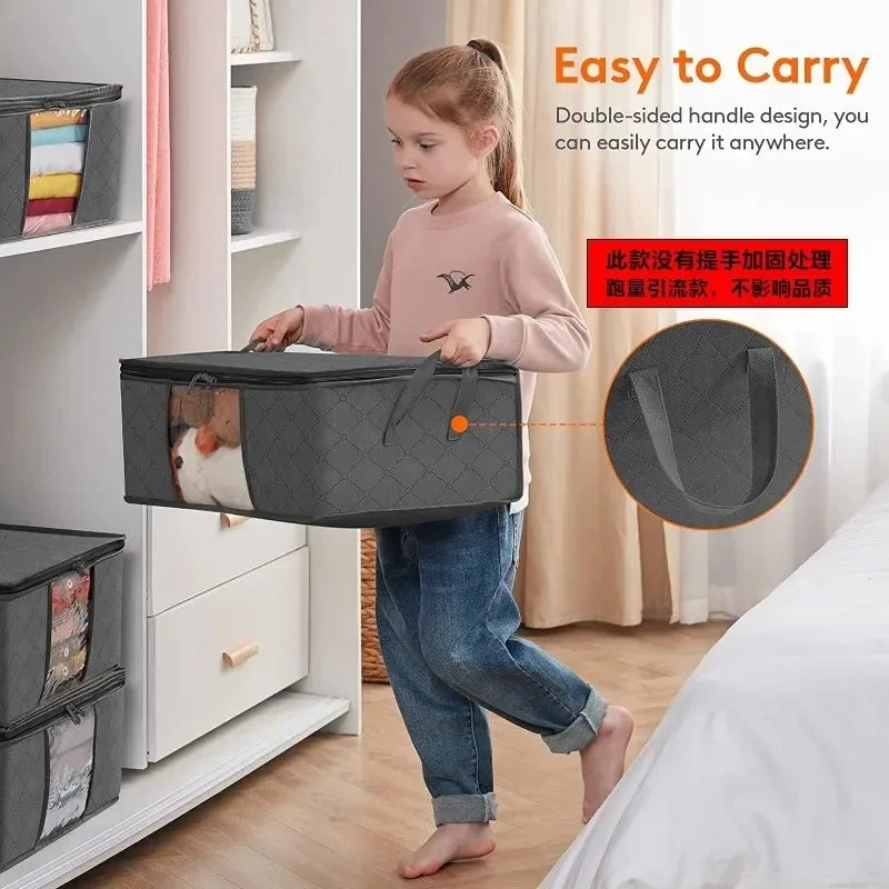 1/3pcs Large Capacity Clothes Storage Bag Organizer With Reinforced Handle For Blanket Comforters Bed Sheets Pillows Toy Oasis Select