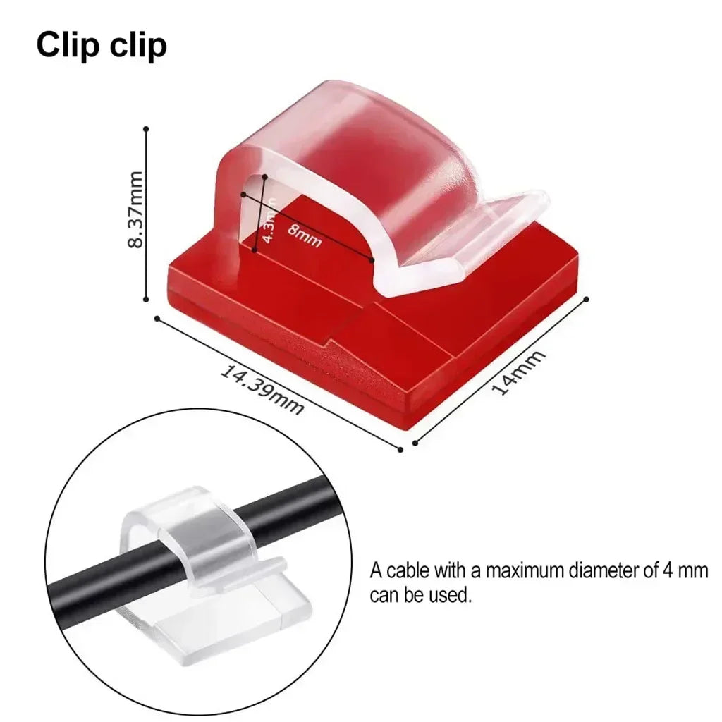 50PCS Adhesive Cable Wire Clips Clear Cable Outdoor Cable Management Wire Organizer Cord Holder for Under Desk Car Wall TV Cable Oasis Select