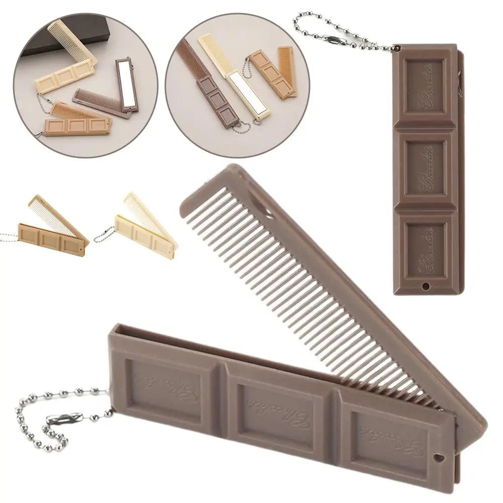 SADOER Folding Chocolate Comb with Mirror – Travel Hair Comb Folding Travel Comb Oasis Select