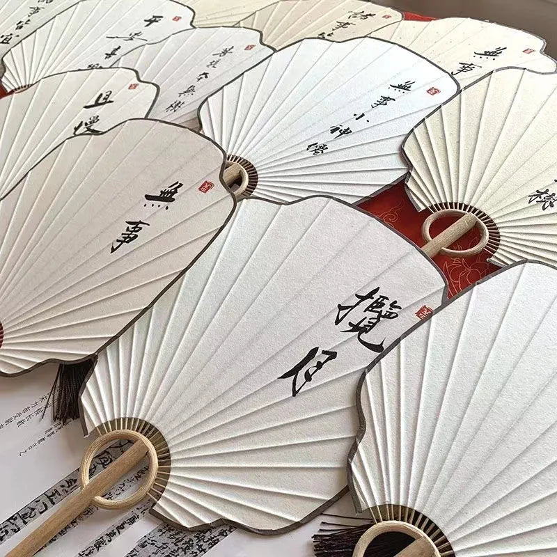 Hand-made group fan ancient Zen style Hanfu palace fan handwriting calligraphy painting Japanese style diy fan Oasis Select