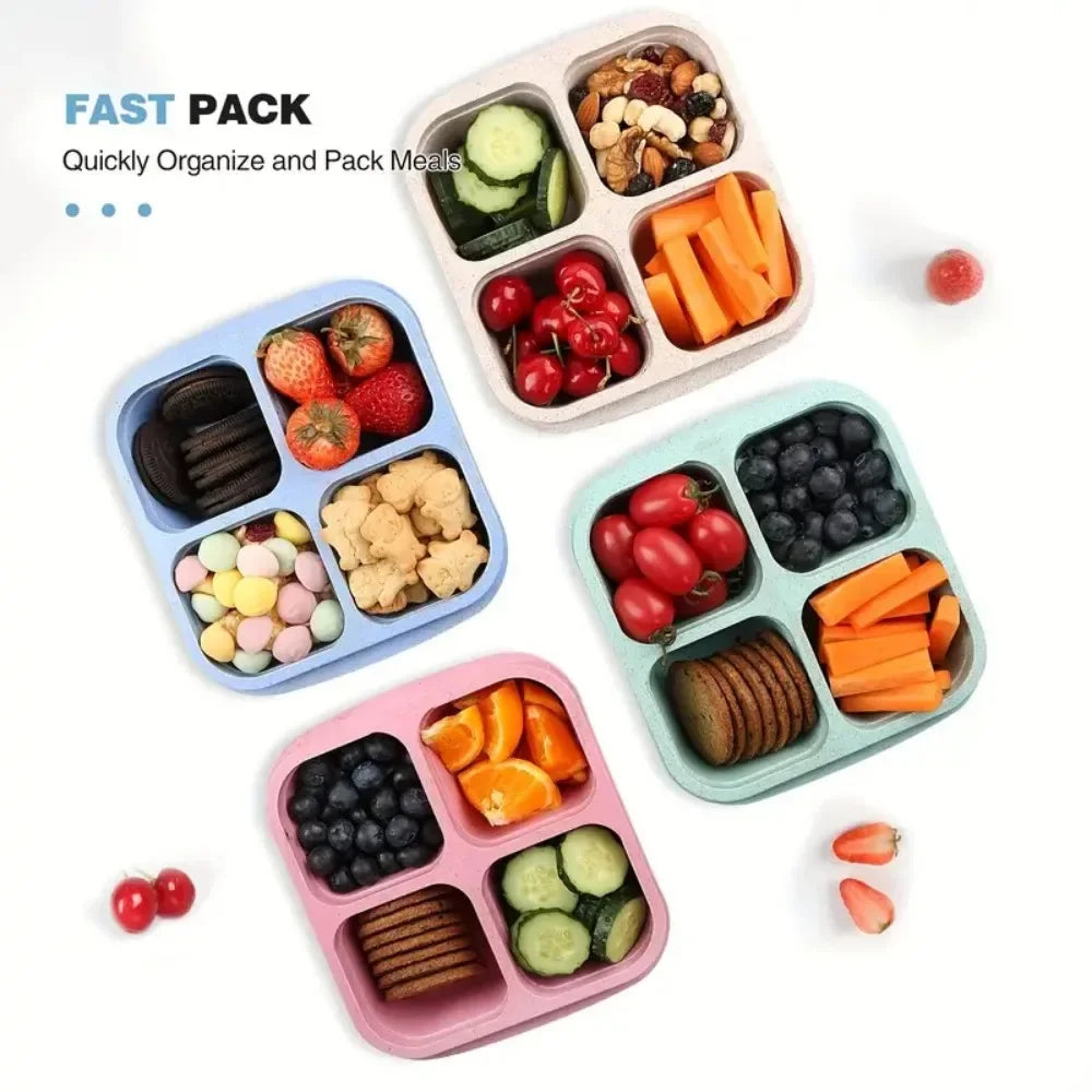 4 Grid Snack Containers Reusable Meal Prep Lunch Containers Portable for Kids and Adults Home Snack Storage Bottles Kitchen Tool Oasis Select