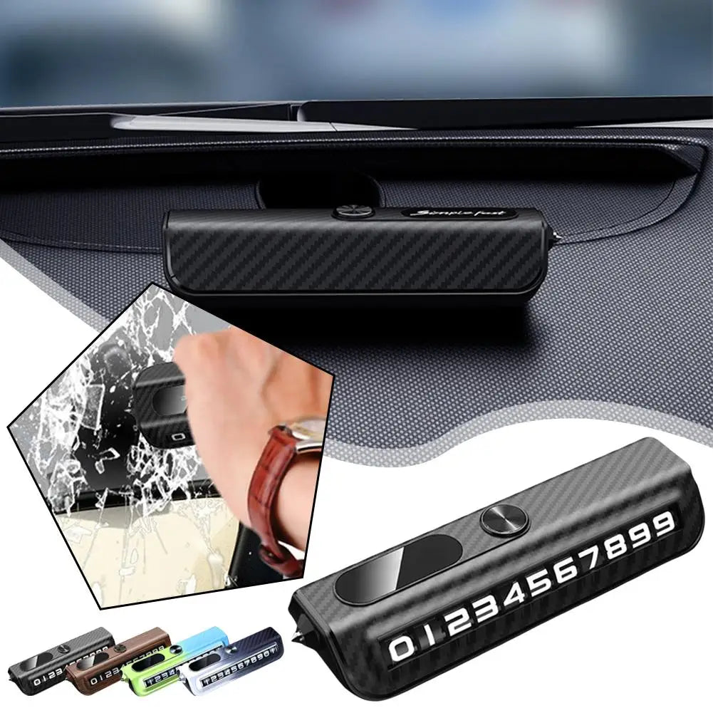 Multi-functional Auto Parking Number 2-in-1 Safety Window Breaker Interior Phone Number Car Decoration Temporary License Plate Oasis Select