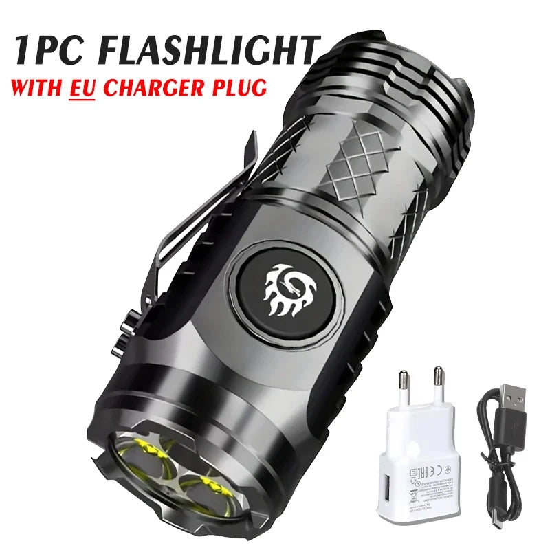 Mini 3-LED Keychain Flashlight | USB-C Rechargeable, Waterproof
