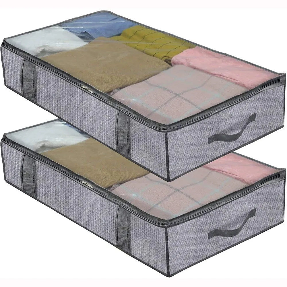 Under-Bed Storage Bags Set of 2 | Foldable with Lid & Handles
