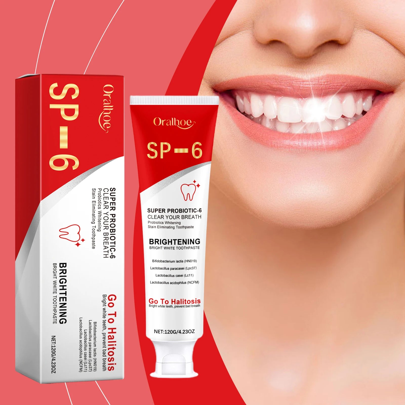 Sp 6 Probiotic Brightening Toothpaste Tooth Whitening Plaque Stains Remover Improves Yellow Teeth Lasting Oral Refreshing Care Oasis Select