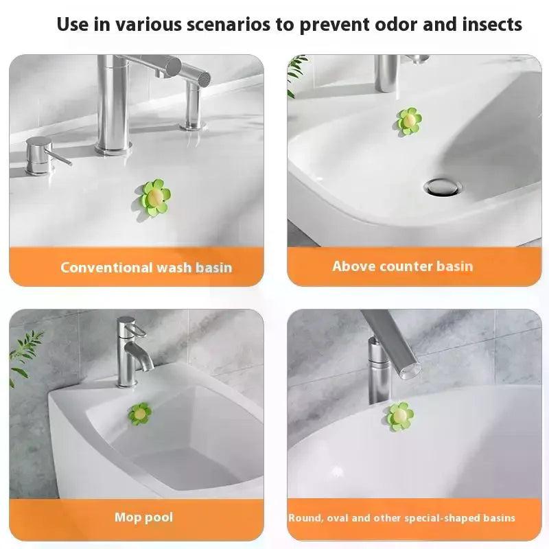 5-Pack Flower Silicone Sink Overflow Ring & Drain Seal Plug