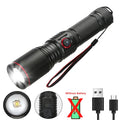 Portable Powerful LED Flashlight 2000LM Tactical Zoom Torch USB Rechargeable 18650 or 21700 Battery Camping Fishing Lantern Oasis Select without battery