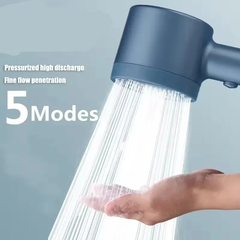 5 Modes Large Panel 7 IN 1 Shower Head High Pressure Water Saving Massage Portable Filter Shower Hook Hose Bathroom Accessories Oasis Select