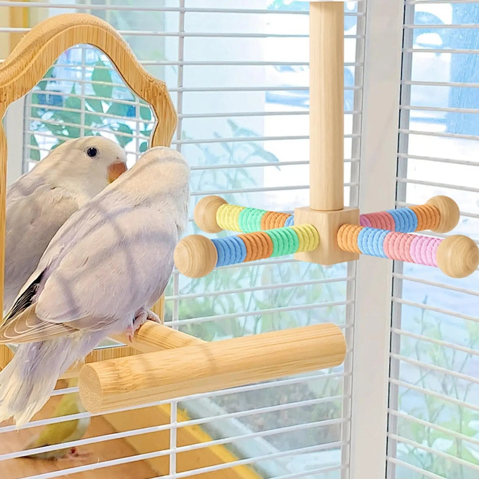 Rotating Wood Bird Perch Toy | Windmill Design for Parrots