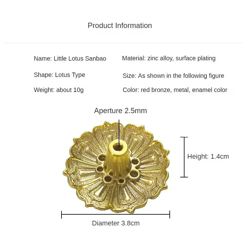 1PCS Lotus Alloy Incense Burner Stick Holder Home Buddhism Line Incense Plate Sandalwood Coil Base Temples Delicate Home Decor Oasis Select
