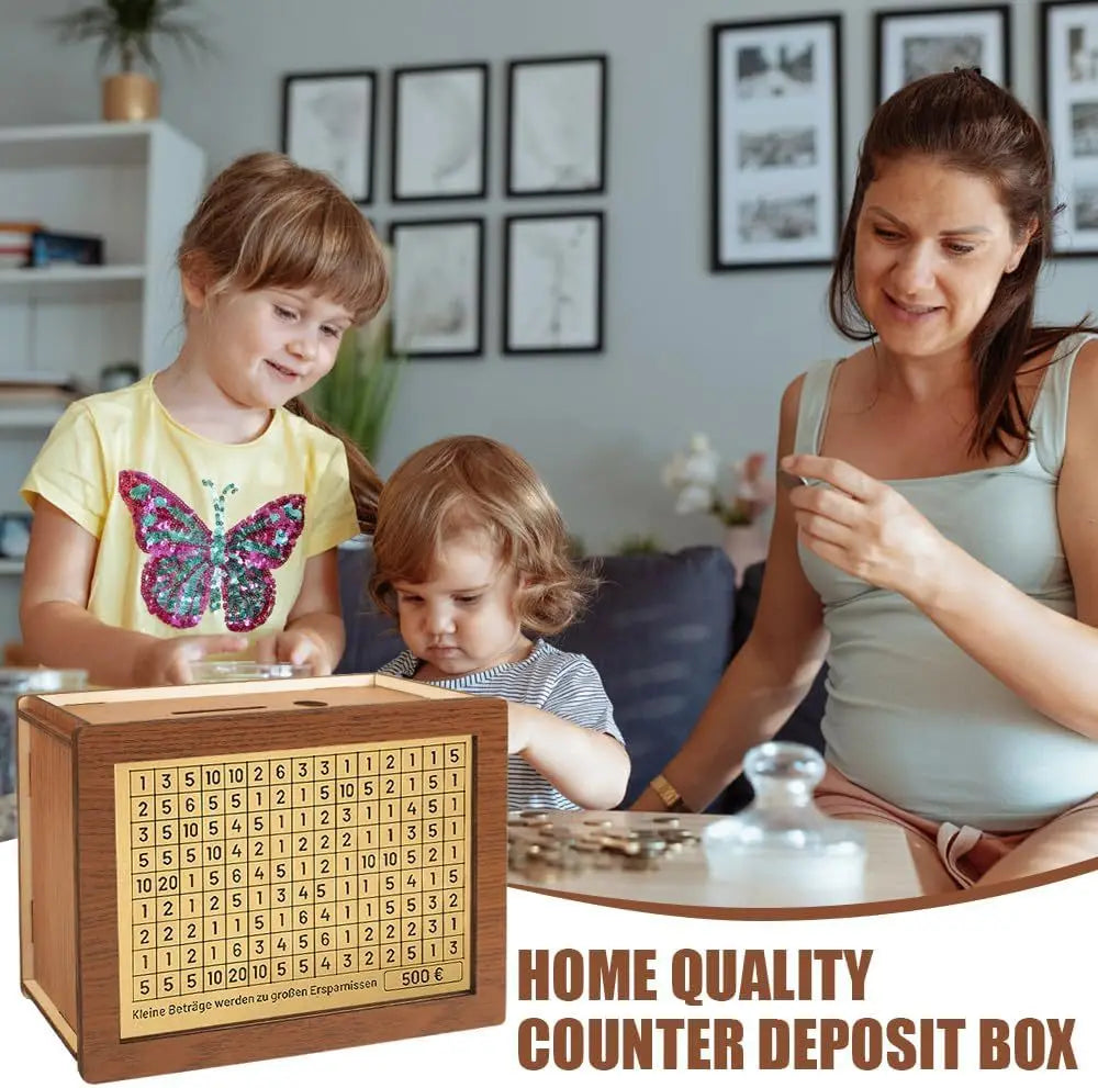 Money Box with Counter Money Box Children's Gifts Wooden Crafts Oasis Select