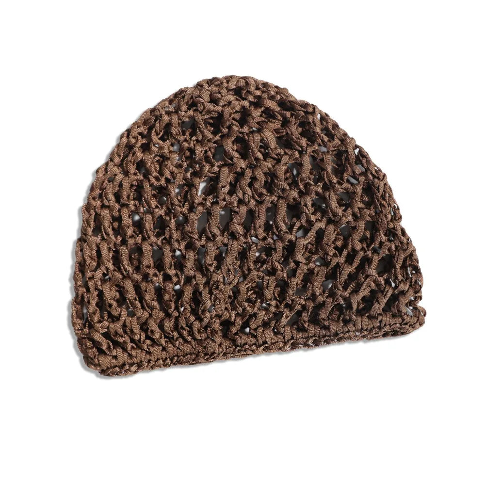 Simple Breathable Hair Net Cap Crochet Cap Comfortable Wig Caps Hollowout Mesh Turban Hat for Women Oasis Select Coffee