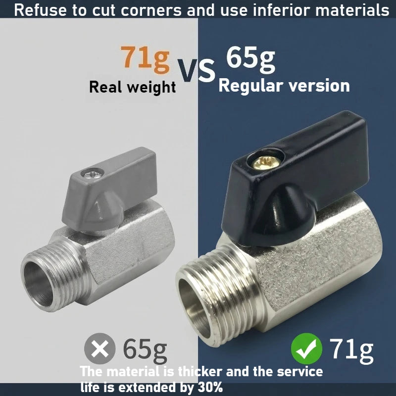 Mini Brass Ball Valve 1/4" 3/8" NPT Threaded Male To Female Air Compressor Water Gas Oil Shut Off Valve Oasis Select