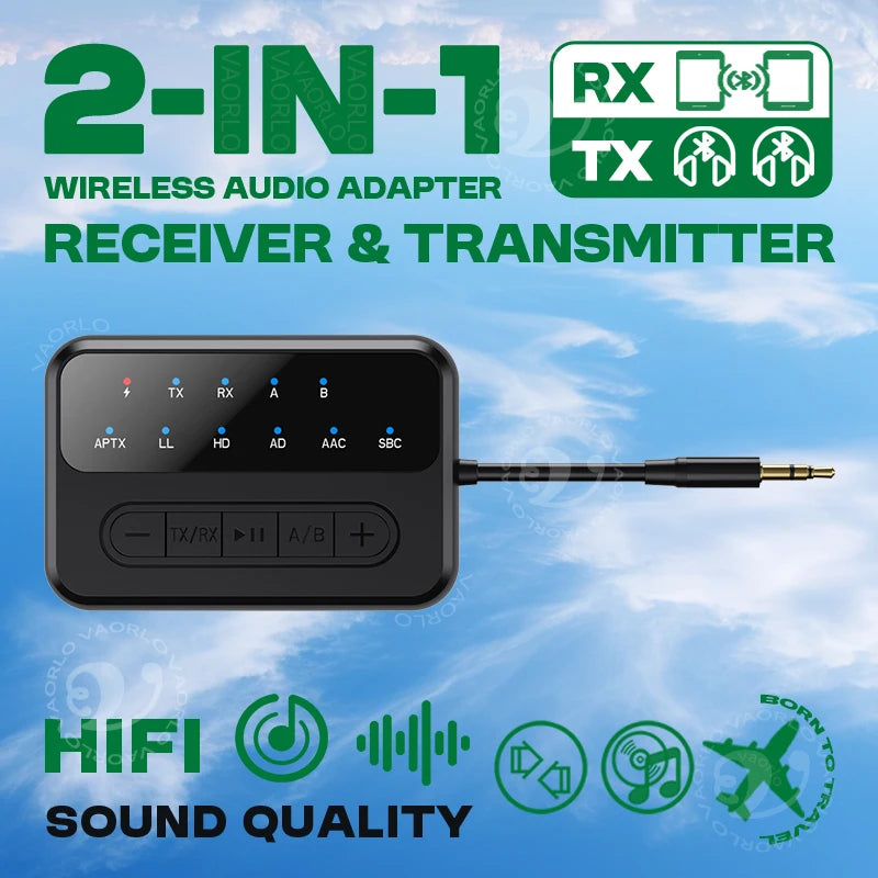 AptX Bluetooth Audio Transmitter Receiver 3.5MM AUX AptX-Adaptive AD/HD/LL AAC HiFi Multipoint Wireless Adapter For TV PC Car Oasis Select