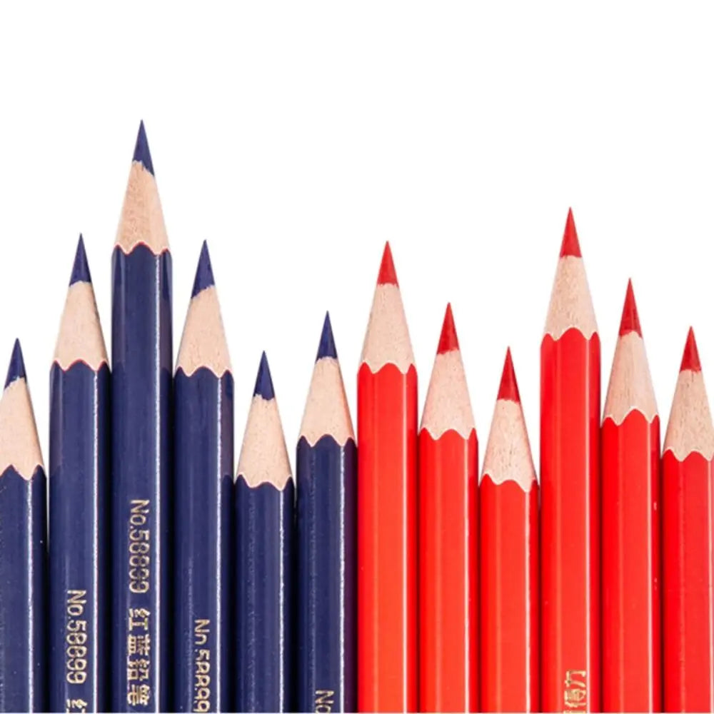 12pcs/set Students Writing Red&Blue Double Head Pencil Drawing Marking 2B Soft Lead Pencil Marker Tools Graphics Oasis Select
