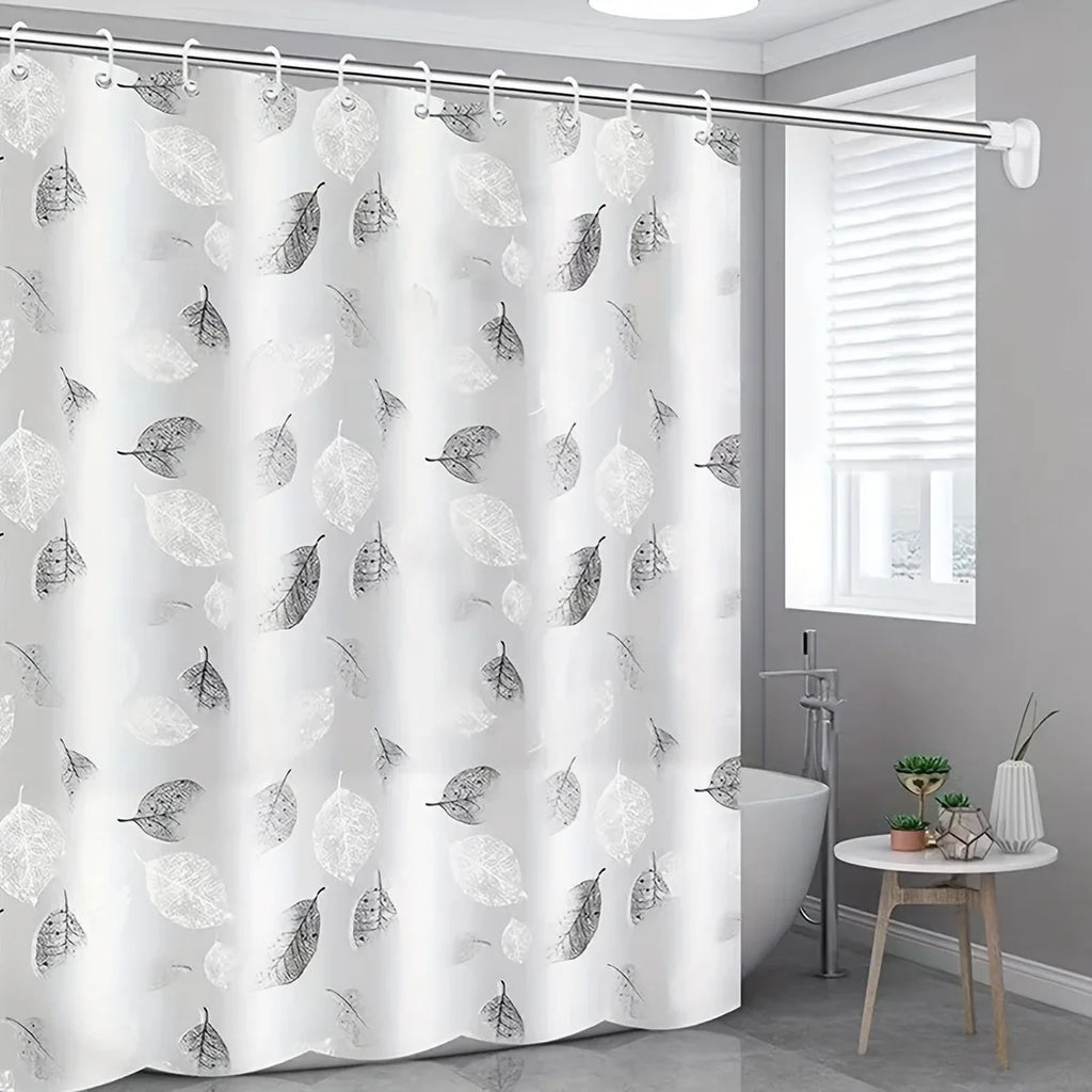 Eco Friendly PEVA Waterproof Bath Curtain Rustproof Grommets Leaf Design Modern Bathroom Decor Set Includes Hooks Oasis Select