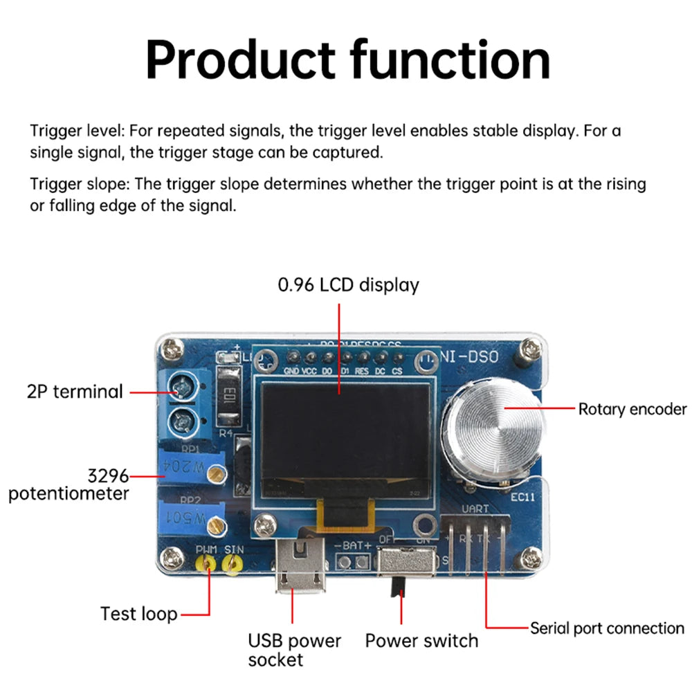 DC 5V DIY Mini Digital Oscilloscope Electronic Kit STC 0.96 Inch DIY Soldering Project Practice Solder Assembly Oasis Select