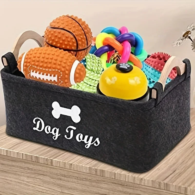 Felt Pet Toy Box – Dog Storage Basket & Chest Organizer