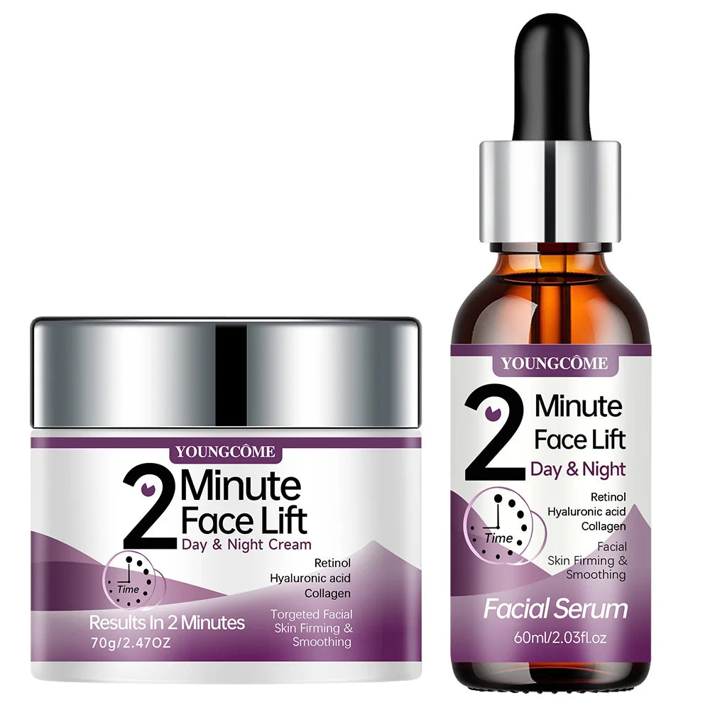 YOUNGCOME 2 Minute Face Lift Day&Night Cream with Retinol and Serum, Hyaluronic Acid, Collagen, Anti-Aging Firming Moisturizer Oasis Select 70g40ml