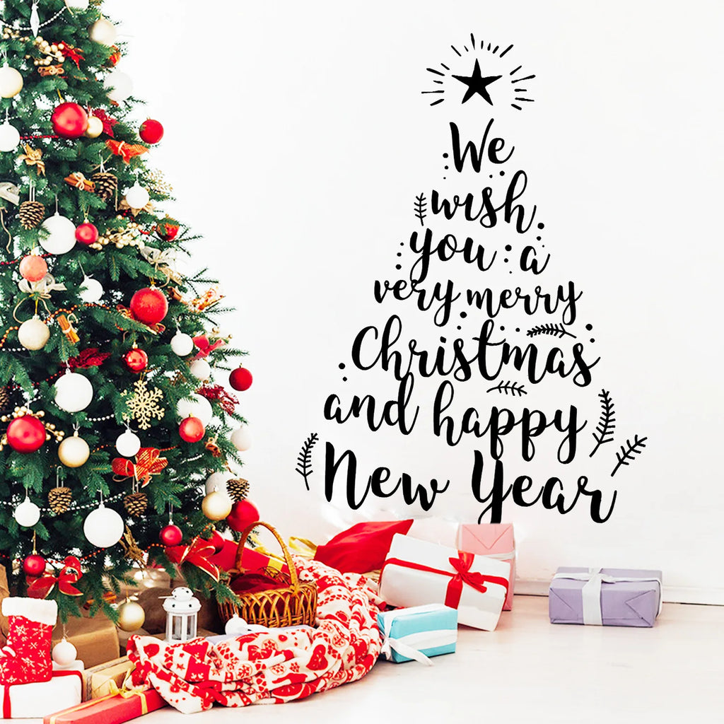 Xmas Tree Stickers Decorative Removable Wall Decals Festive Window Stickers Pvc Holiday Wall Stickers For Window Office Living Oasis Select
