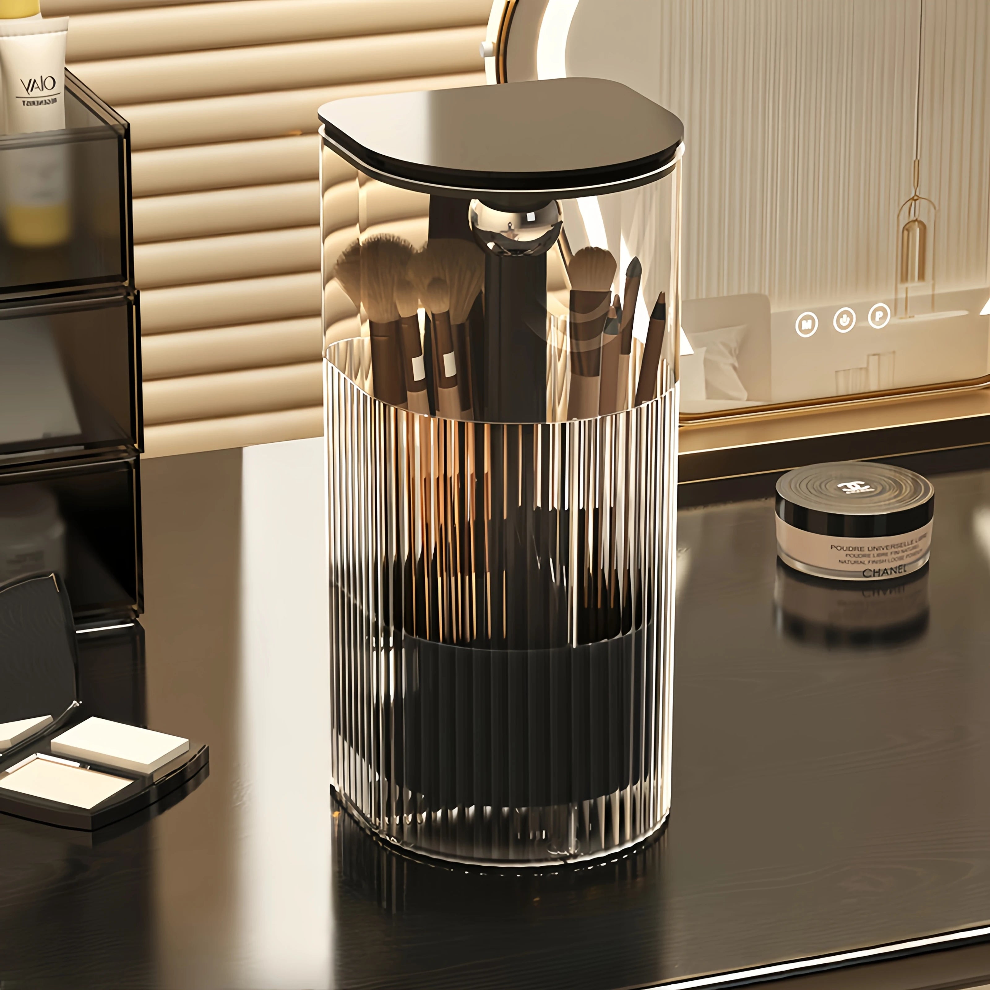 1pc cosmetic brush storage tube, press dustproof, high-grade eyebrow pencil shelf, automatic lifting brush barrel. Oasis Select C