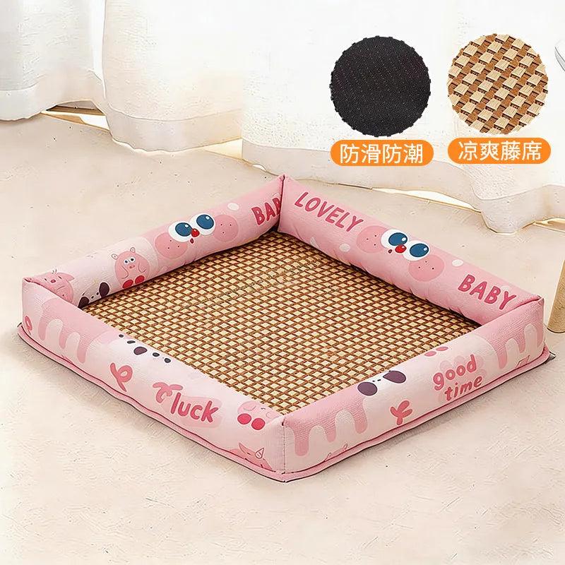 Summer cooling mat dog bed cat bed summer dog house pet supplies for Teddy and small dogs all‑season universal mattress Oasis Select B-Pink Cute Eye XXL-90x70cm