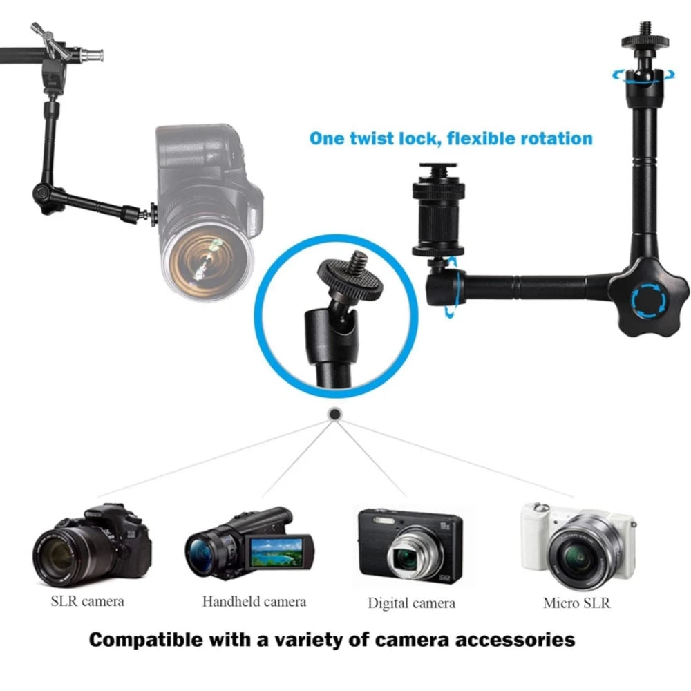 11" Magic Arm Articulating Metal Arm & Super Clamp | VeFly