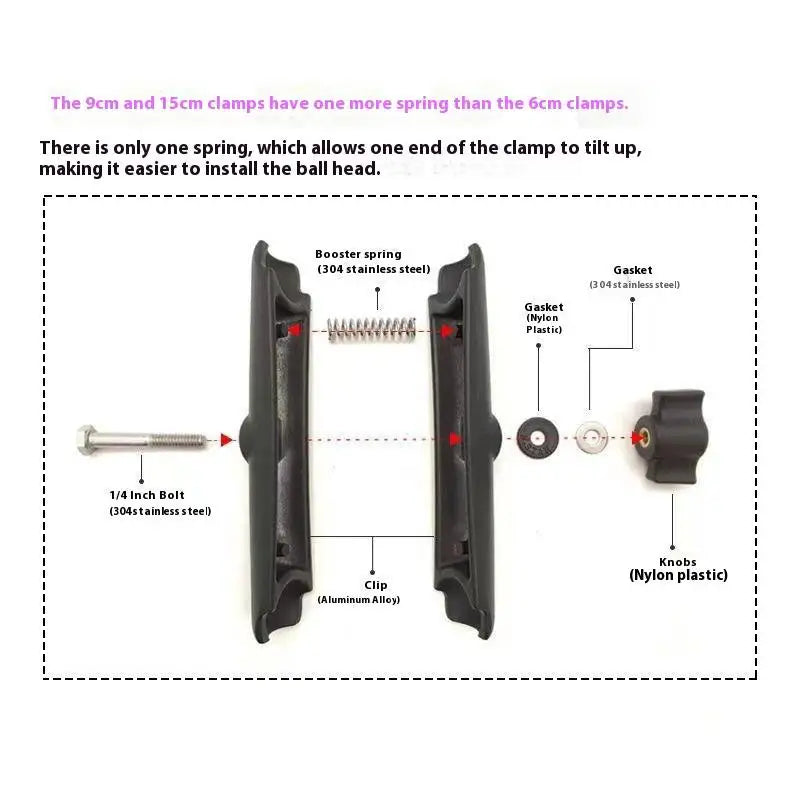 1 Piece 1" Ball Head Mount Adapter Pole Double Socket Arm Aluminum Alloy For RAM Mounts 6/9/15cm Lights Camera Extension Holder Oasis Select