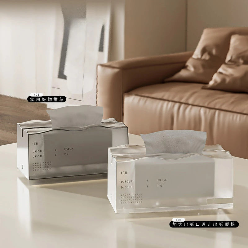 Desktop Tissue Box Living Room High-grade Light Luxury Elastic Support Living Room Suction Box Bedroom Bed Artistic Spring Oasis Select
