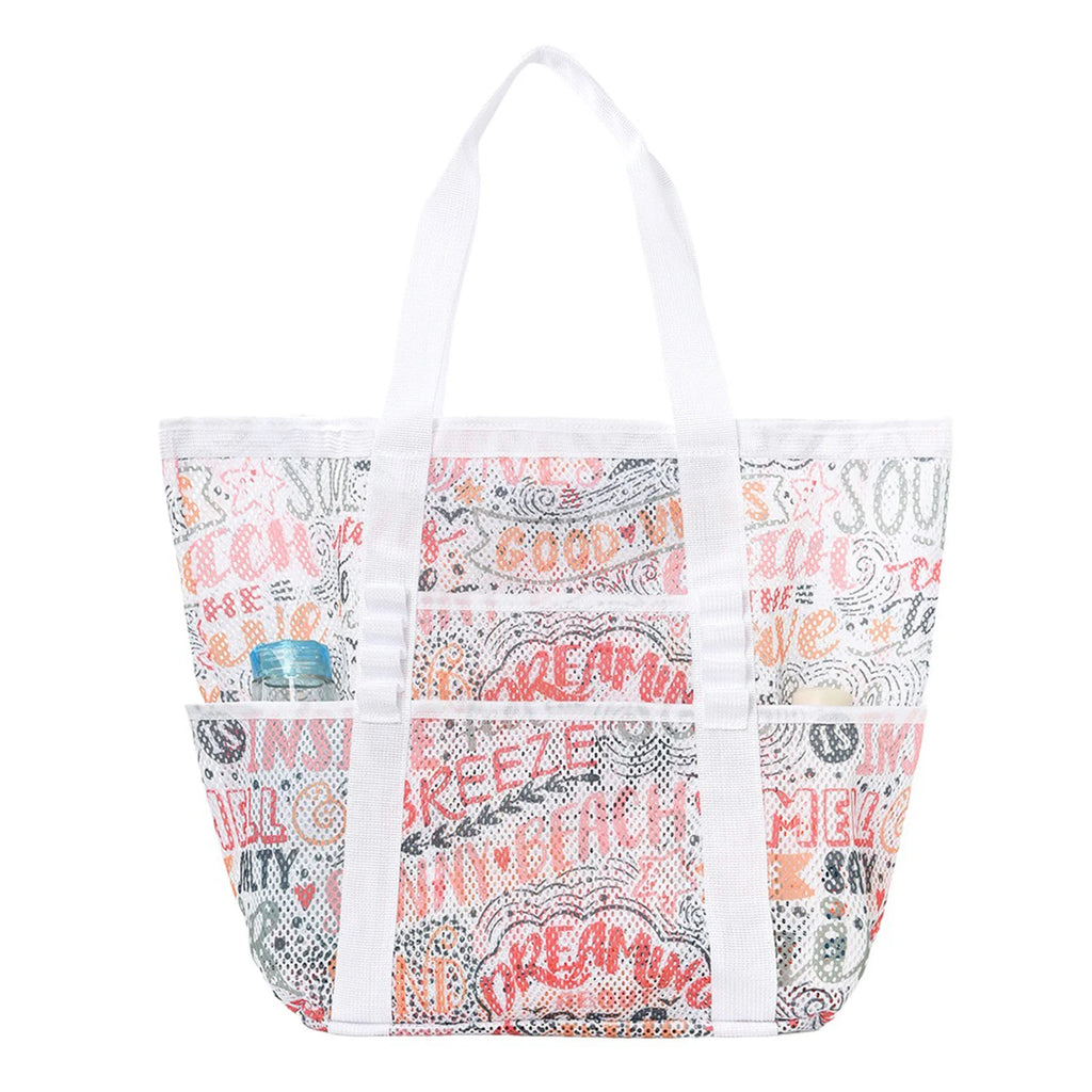 Mesh Beach Tote Bag | Large Multi-Pocket Pool & Travel Bag
