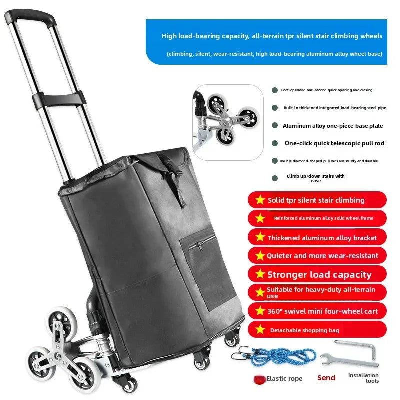 Multi-functional Climbing stairs, hand-pulled cart, luggage cart, trolley cart, small pull cart, folding small trailer Oasis Select qjk-c