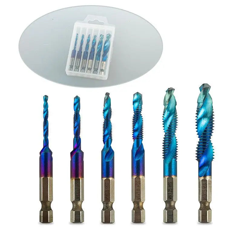 M3 M4 M5 M6 M8 M10 Hand Tools Hex Shank Titanium Plated HSS Screw Thread Metric Tap Drill Bits Screw Machine Compound Tap Oasis Select B4