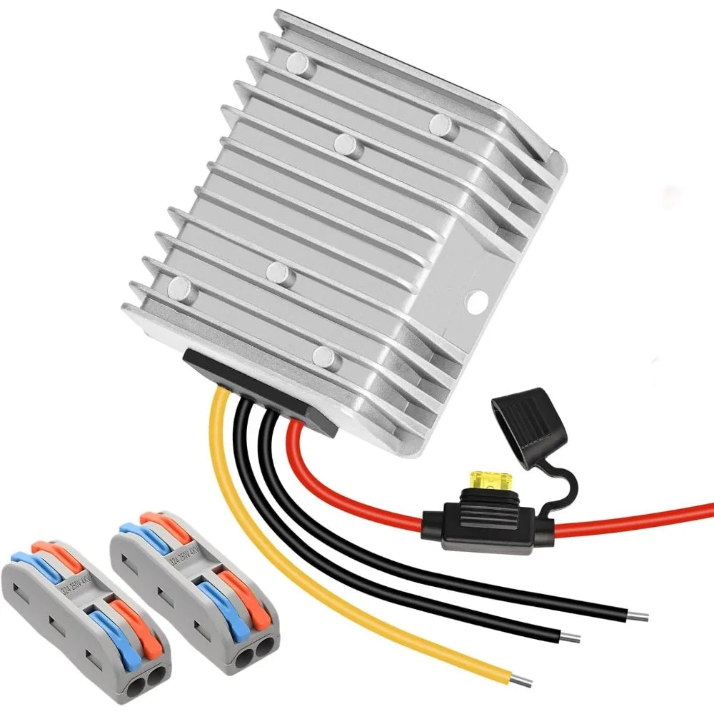 72V 60V 48V 36V 24V 20V 18V Step Down to 12V 20A 240W Buck Converter Golf Cart Voltage Regulator Reducer Transformer with Fuse Oasis Select 18V-72V to 12V 20A