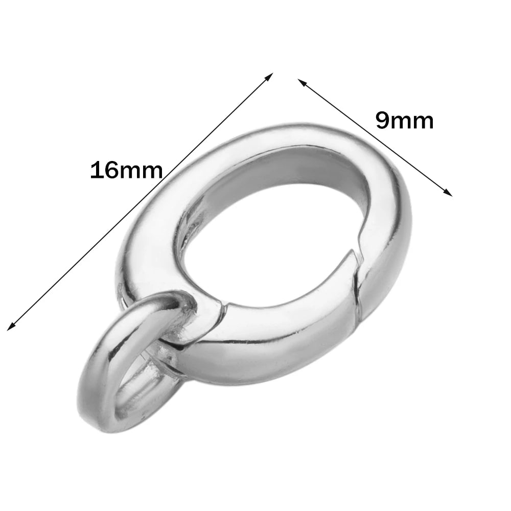 2pcs 14K18K Gold Filled Oval Clasp Spring Claps Connector Carabiner Keychain for DIY Jewelry Finding Necklace Bracelet Making Oasis Select White K 9X16mm