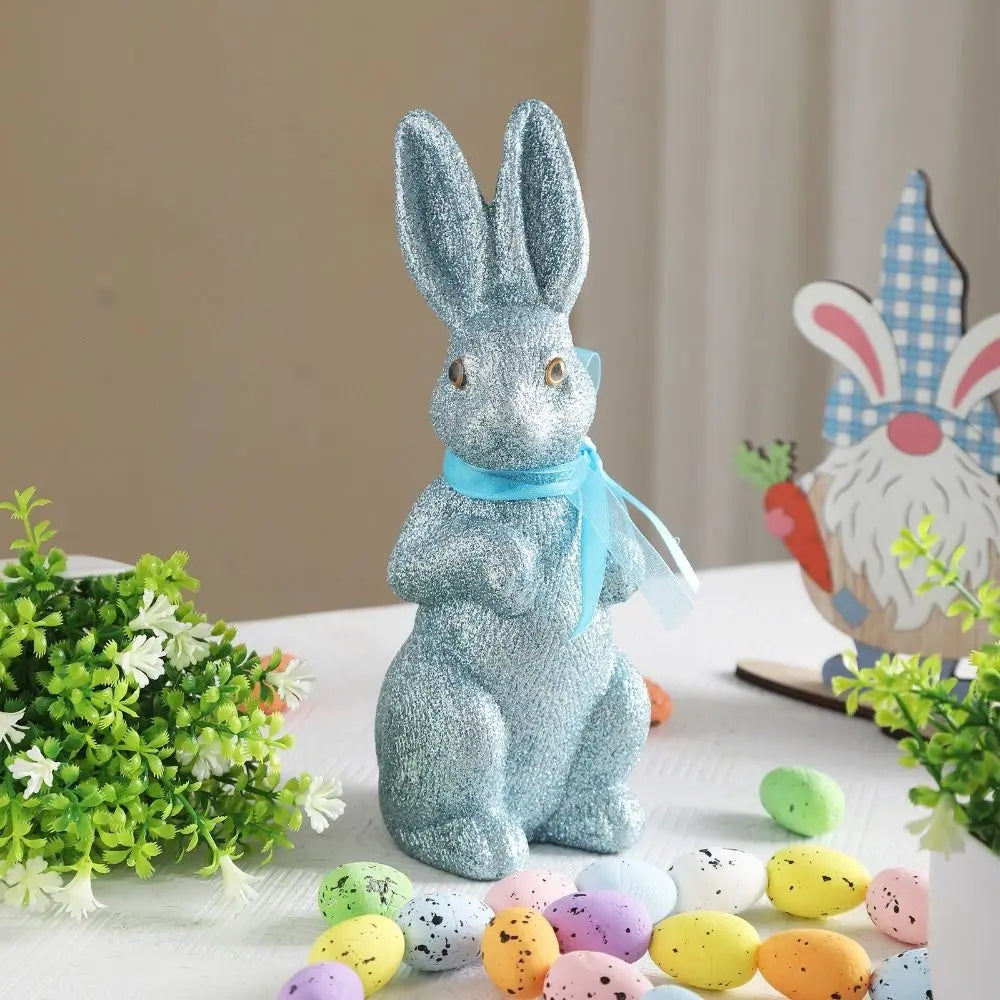 Colorful Foam Easter Bunny Figurine with Ribbon | 22cm Ornament
