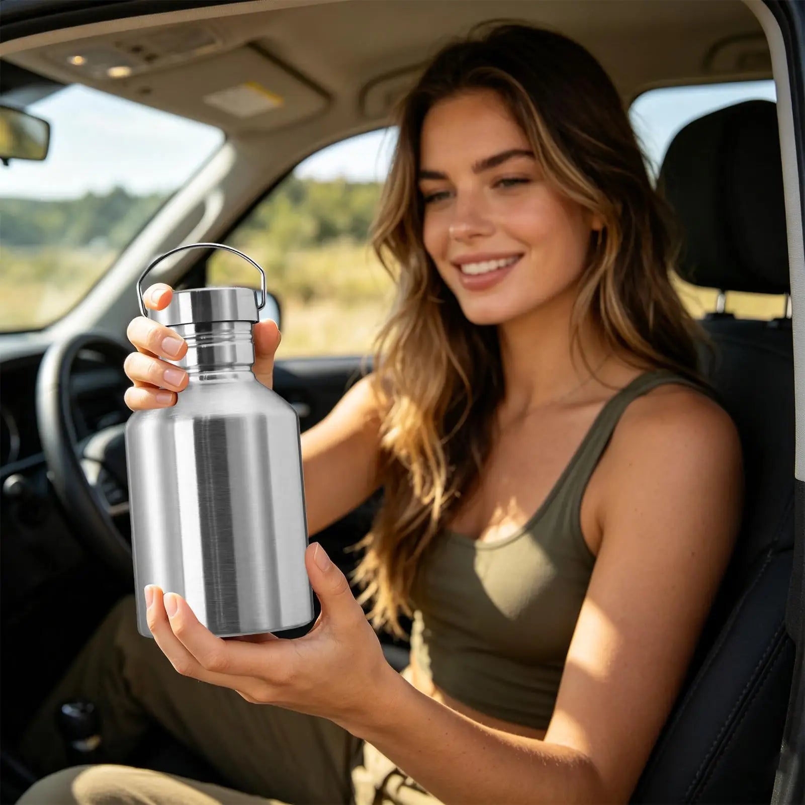 Water Cup with Handle 2L Hydration Coffee Mug Top Handle Water Bottle for Men Women Boys Girls Beverage Summer Fishing Outdoor Oasis Select
