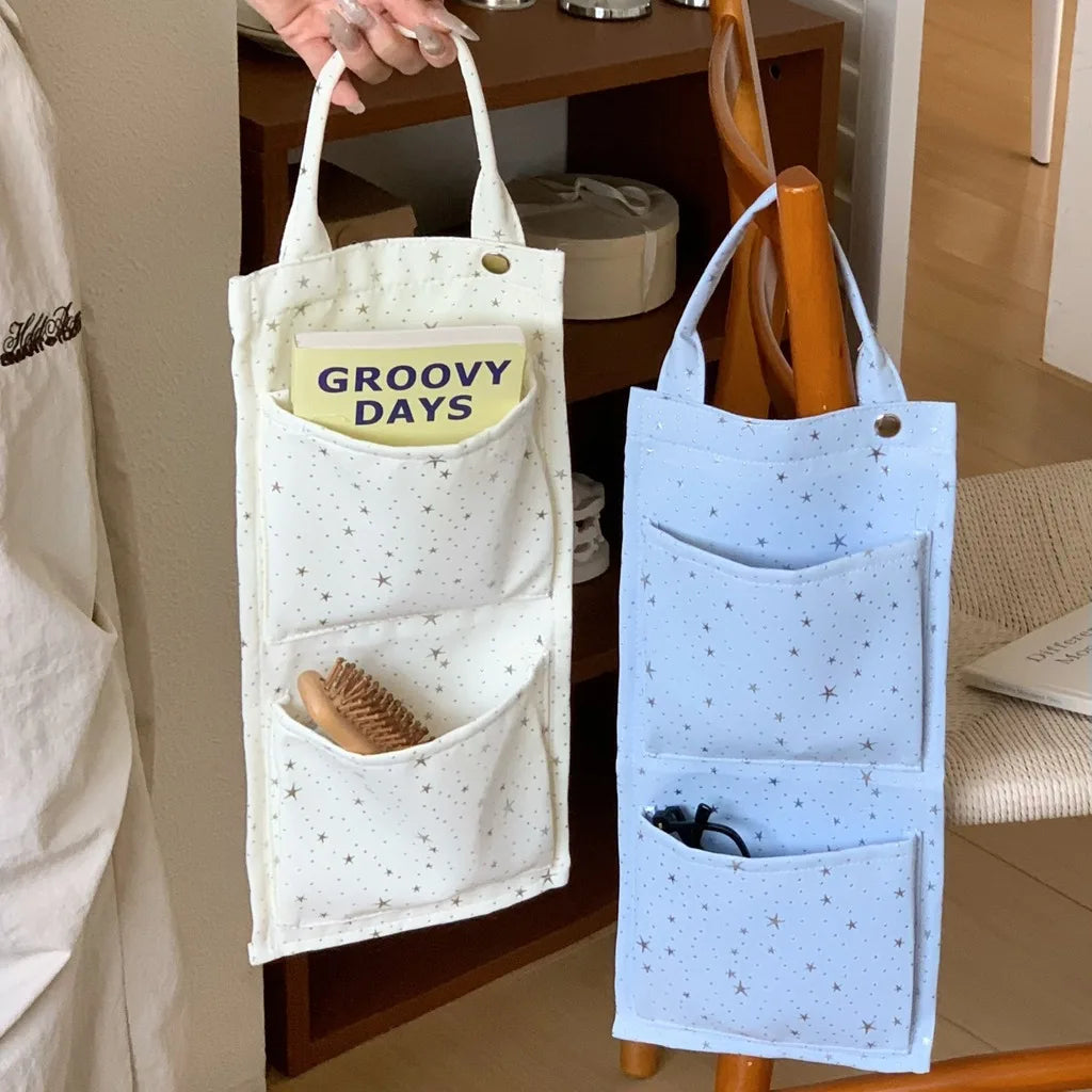 Star Pattern Hanging Storage Soft Fabric Hanging Organizer Wall Mount Storage Bag Modern Multi Pocket Storage Bag For Closet Oasis Select