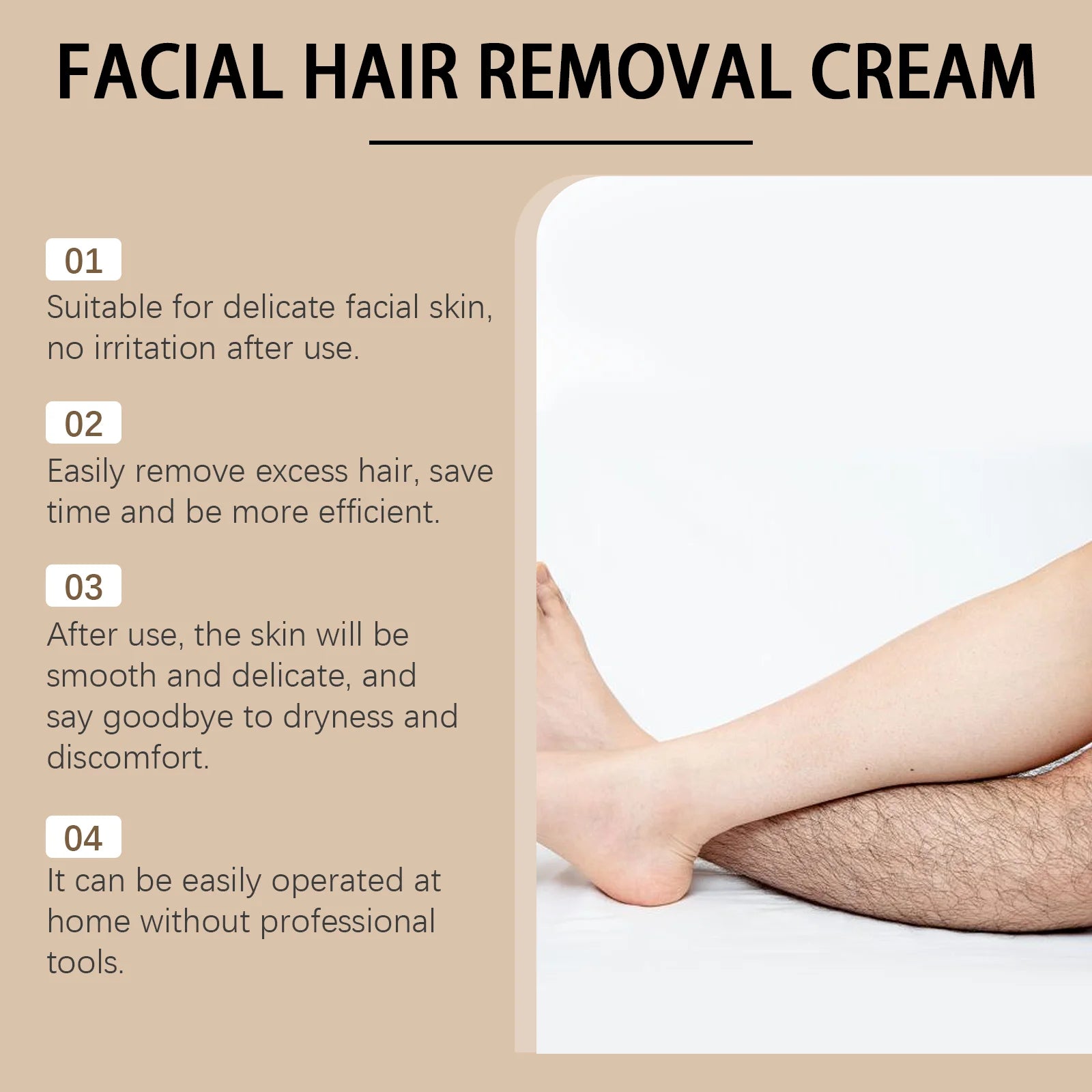 Coconut Facial Hair Removal Cream Painless No Irritation Reduce Redness Soothing Growth Inhibitor Smoothing Body Depilatory Crea Oasis Select