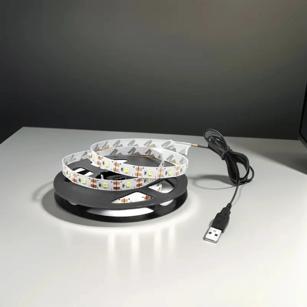 1-5M Light Strip USB Powered 5V Diode Tape for Kitchen Cabinet Wardrobe StudyTable Wall Lighting Decor TV Mirror Background Lamp Oasis Select Warm White 2m