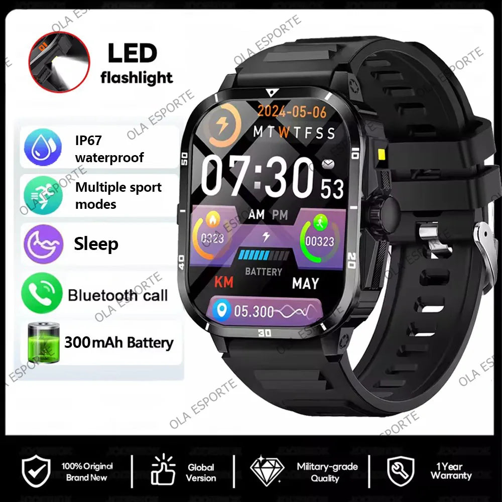 Military Smartwatch 2.01" HD Bluetooth Call Waterproof Fitness Watch
