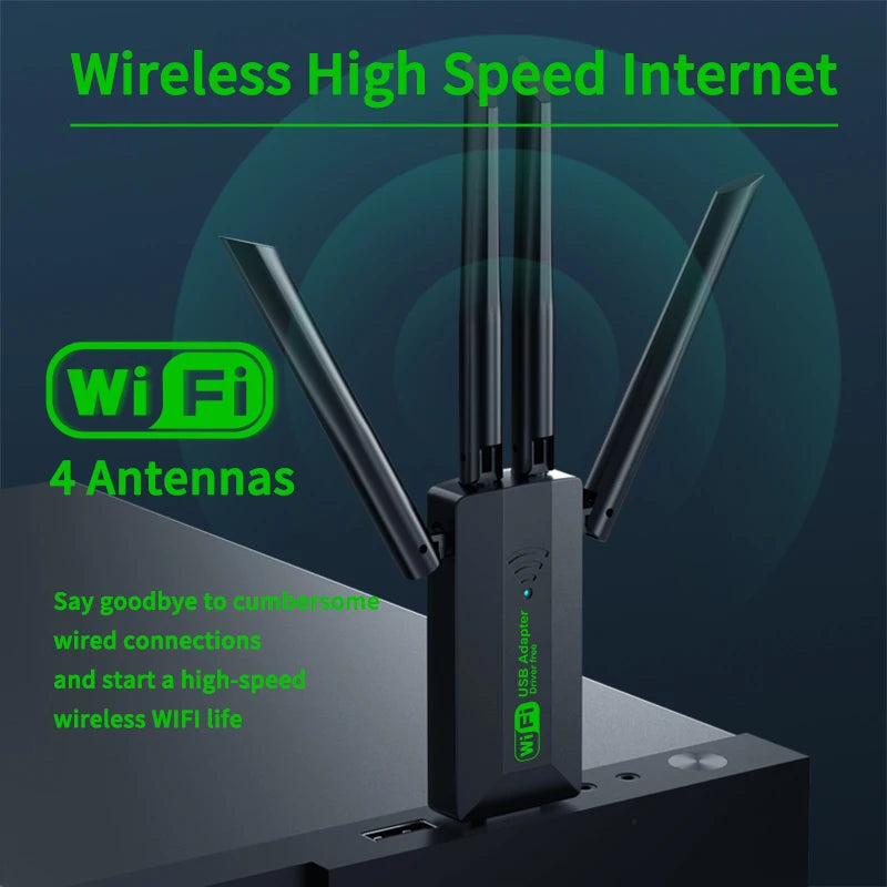 1200Mbps WiFi USB Adapter Dual Band 2.4G+5Ghz Wi-Fi Dongle 4 Antenna 802.11AC USB3.0 High-Speed Wireless Card Receiver PC/Laptop Oasis Select