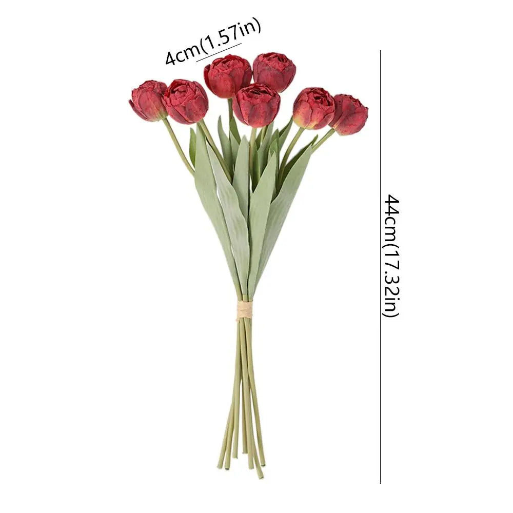 7-Head Artificial Silk Tulip Branches | Realistic Faux Flowers
